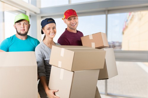 Removal truck and crew handling an apartment move near Hire